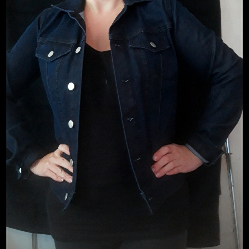 Dark denim jean jacket by Jessica Simpson